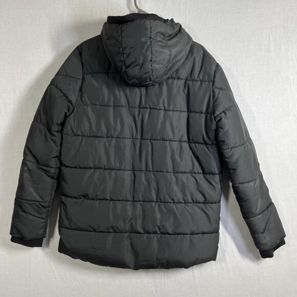 Primark Jacket Youth 14-15 Years Black Hooded Puffer Fleece Lined Zip Pockets - Picture 2 of 9